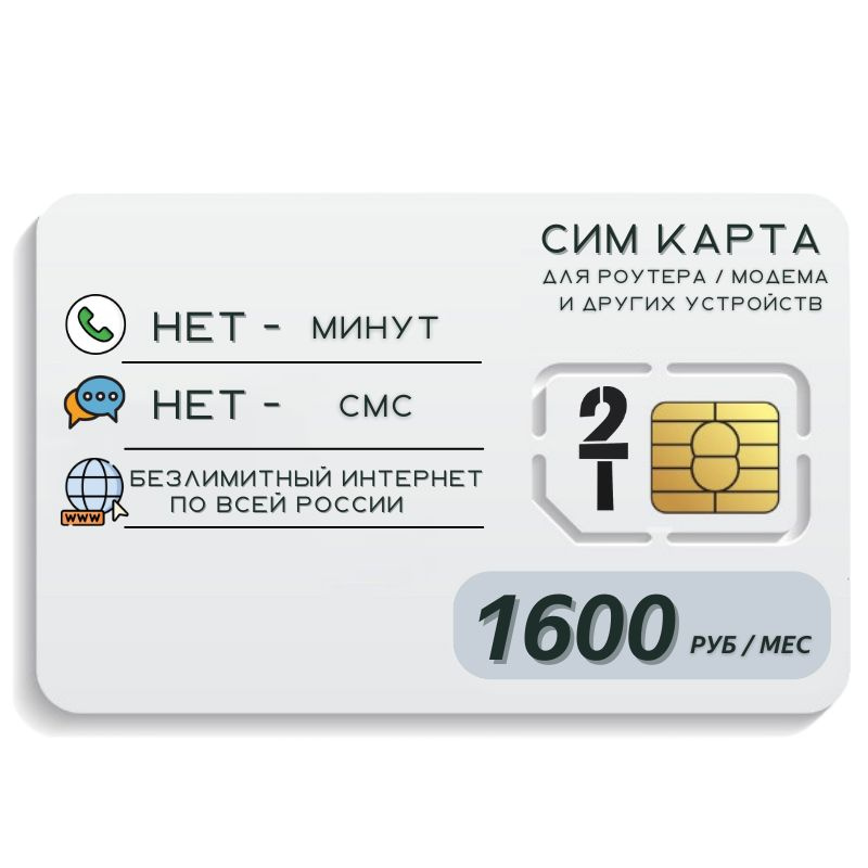 SIM-карта Сим карта Безлимитный интернет 1600 руб. в месяц для любых устройств + раздача ELEM1TP T2 (Вся #1