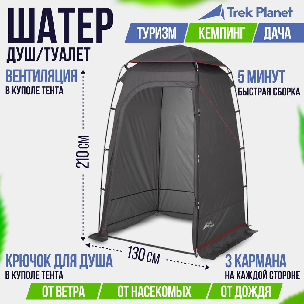 Тент-шатер туристический, садовый тент, для рыбалкиTREK PLANET Aquatic для душа/туалета, 130 см х 130 #1