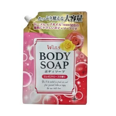 Японское Крем-мыло для тела увлажняющее с маслом розы Wins Body Soap Rose (мягкая упаковка) 900 мл. NIHON, #1