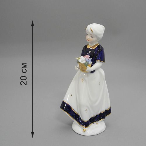 Статуэтка со стразами " Девушка в платье с корзинкой цветов" 20 см фарфор  #1