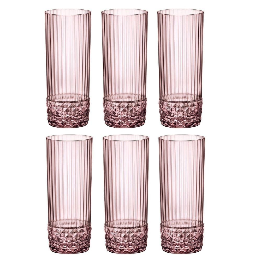AMERICA' 20s - Набор стаканов 6 шт. высоких 400 мл розовых #1
