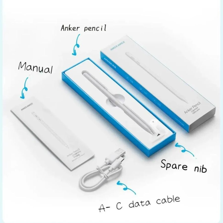 Стилус для планшета Anker Pencil емкостный, магнитный, Bluetooth 5.3 - Белый  #1