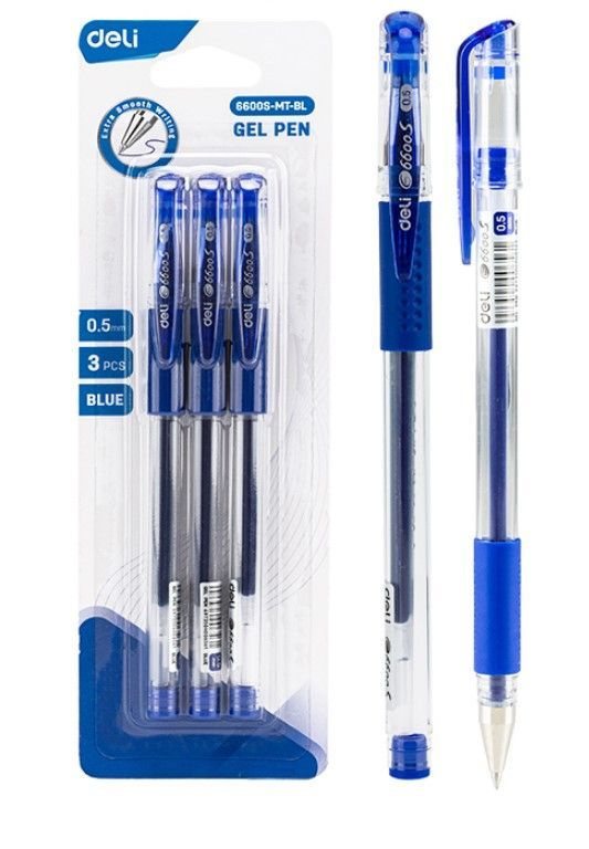 Ручка гелевая набор 3 шт., Deli Daily, синий, линия 0.5 мм #1