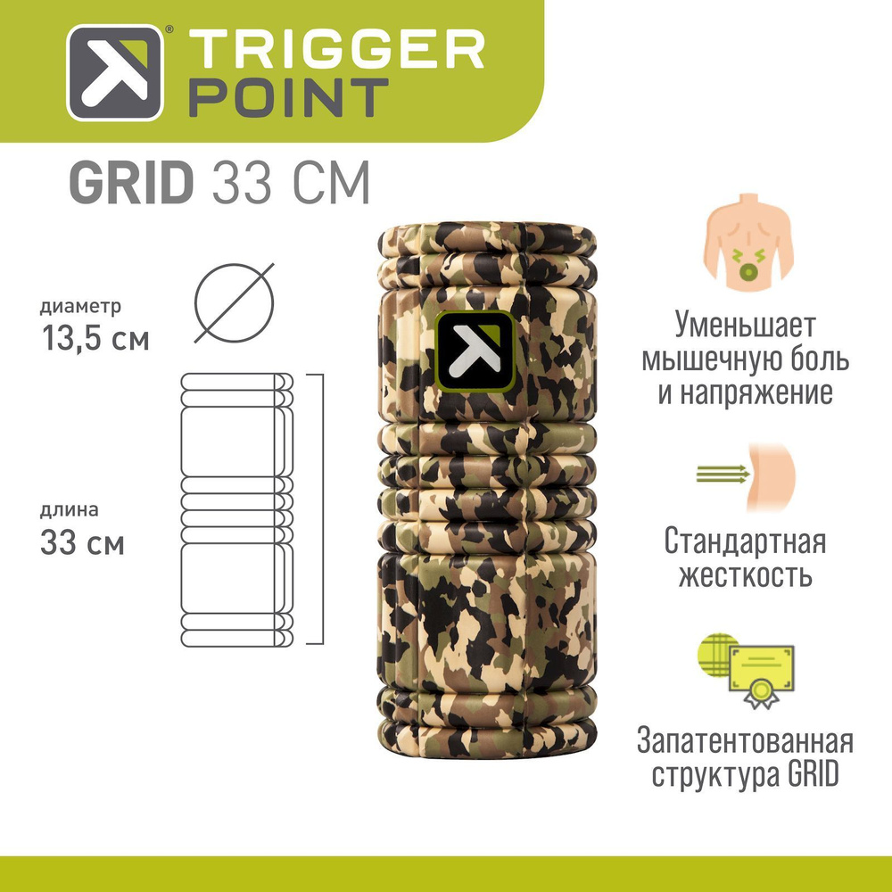 Массажный цилиндр, роллер, ролл, ролик, валик Trigger Point GRID, 33 см, камуфляж  #1