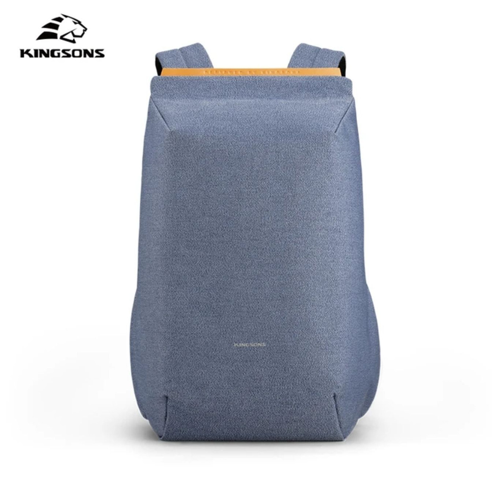 Городской рюкзак антивор Kingsons с USB-портом и отделением для ноутбука 15.6 дюймов серо-голубой  #1