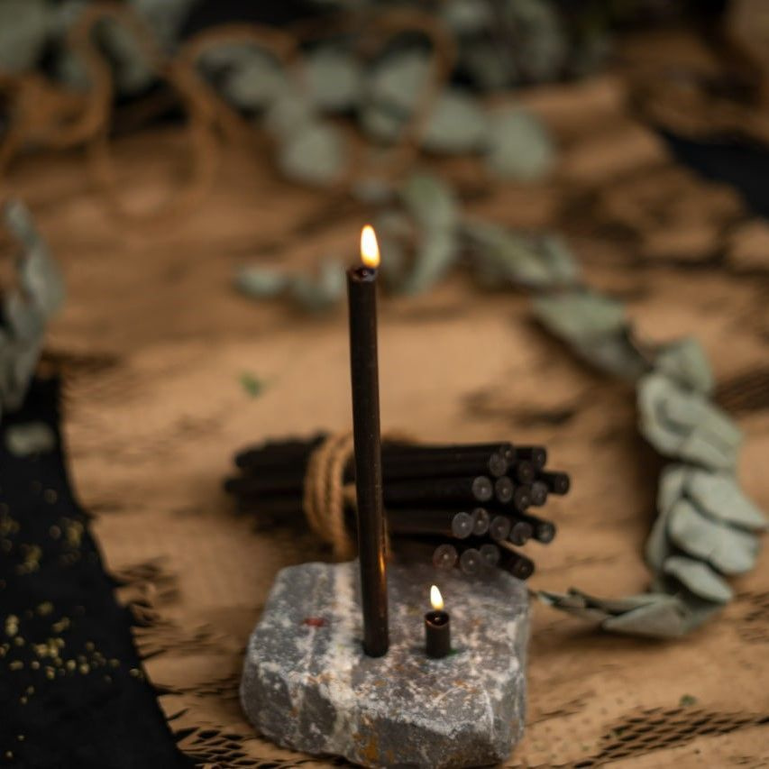 Набор свечей, восковые свечи, черные ритуальные, Высота 18см 9шт  #1