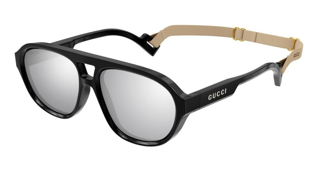 Мужские солнцезащитные очки Gucci GG1239S 002, цвет: черный, цвет линзы: серый, авиаторы, Пластик  #1