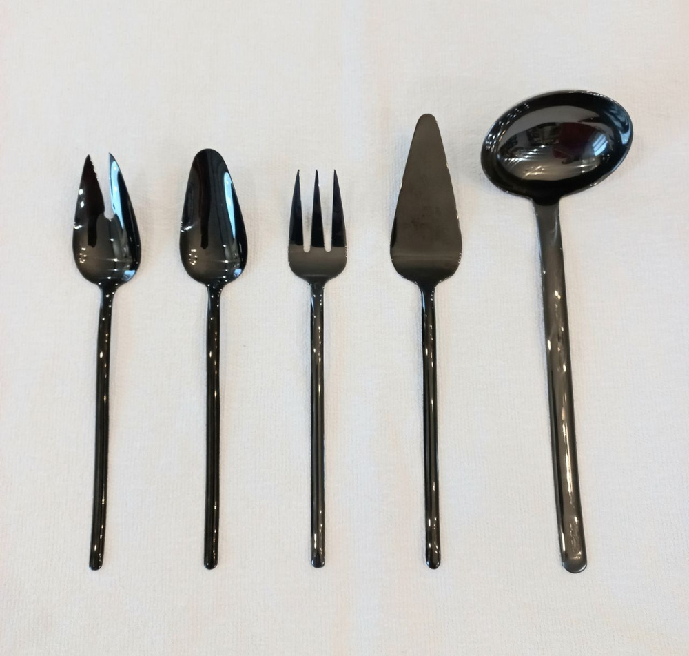 Набор из 5 предметов Herdmar STICK SERVING SET BLACK цвет черный (половник, сервировочные вилка, ложка, #1