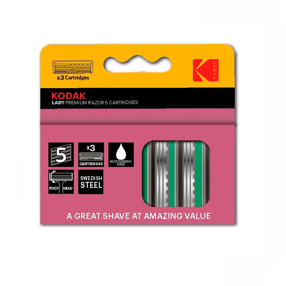 Kodak Сменные кассеты для бритья, LADY, Premium Razor, женские, 5 лезвий, 3 шт в уп  #1