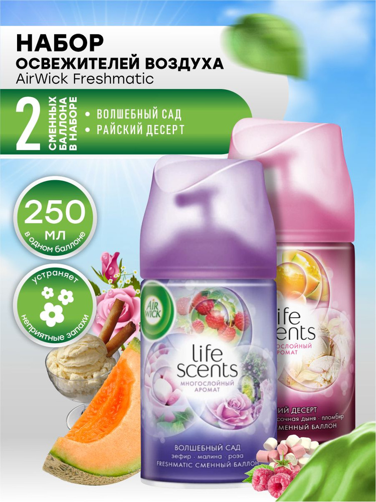 Набор сменных баллонов AIRWICK Life Scents Волшебный сад + Райский десерт по 250 мл.  #1