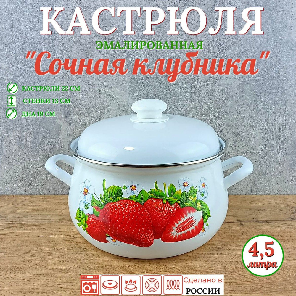 Лысьвенские эмали Кастрюля кастрюля, Эмалированная сталь, 4,5 л  #1