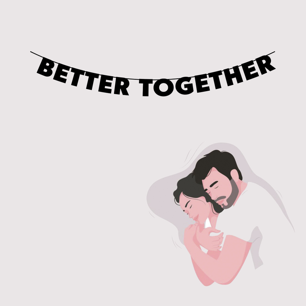 Гирлянда бумажная растяжка из букв черная - BETTER TOGETHER #1