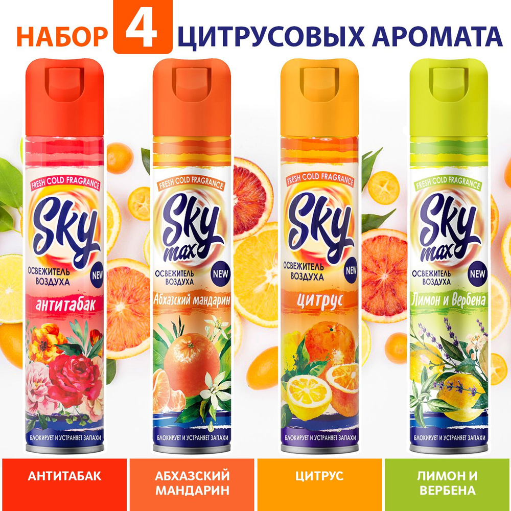 Sky Max Освежитель воздуха Fresh Cold Mix Цитрус (4шт х 300мл) #1