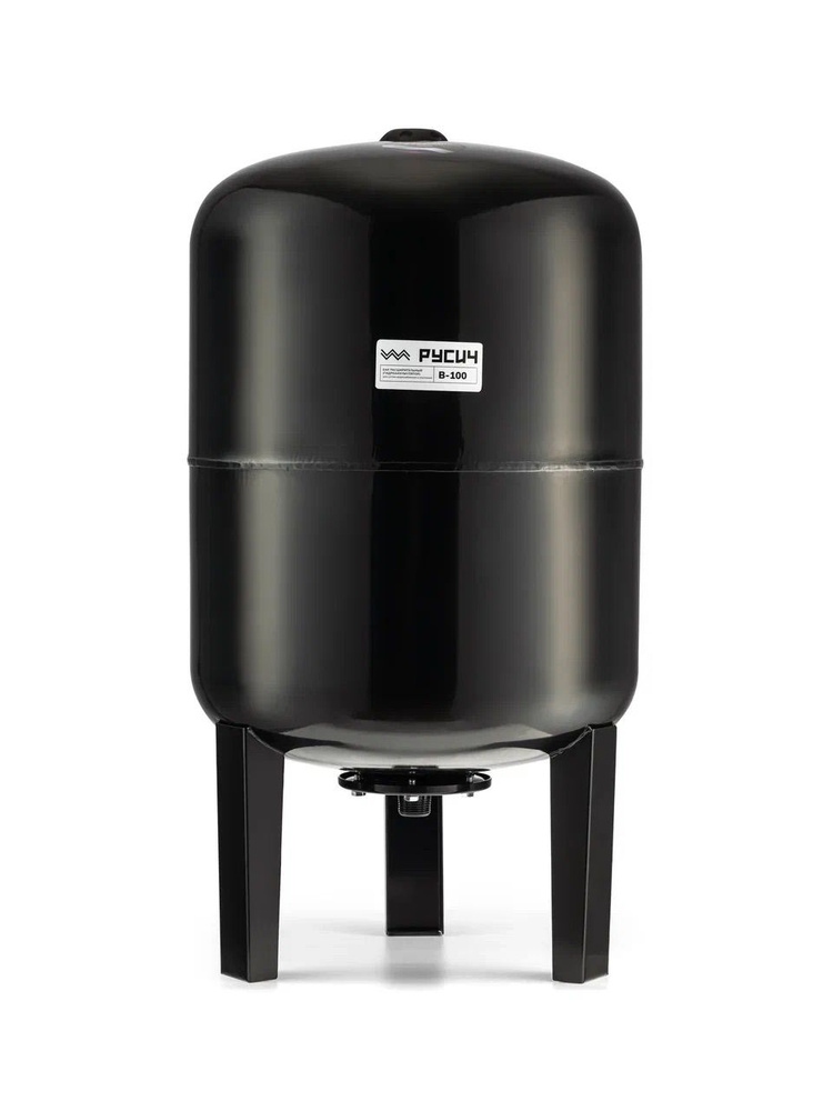 Гидроаккумулятор вертикальный РУСИЧ В-100 (100 л, 1", вертикальный, оцинк. фланец снизу) черный глянцевый #1