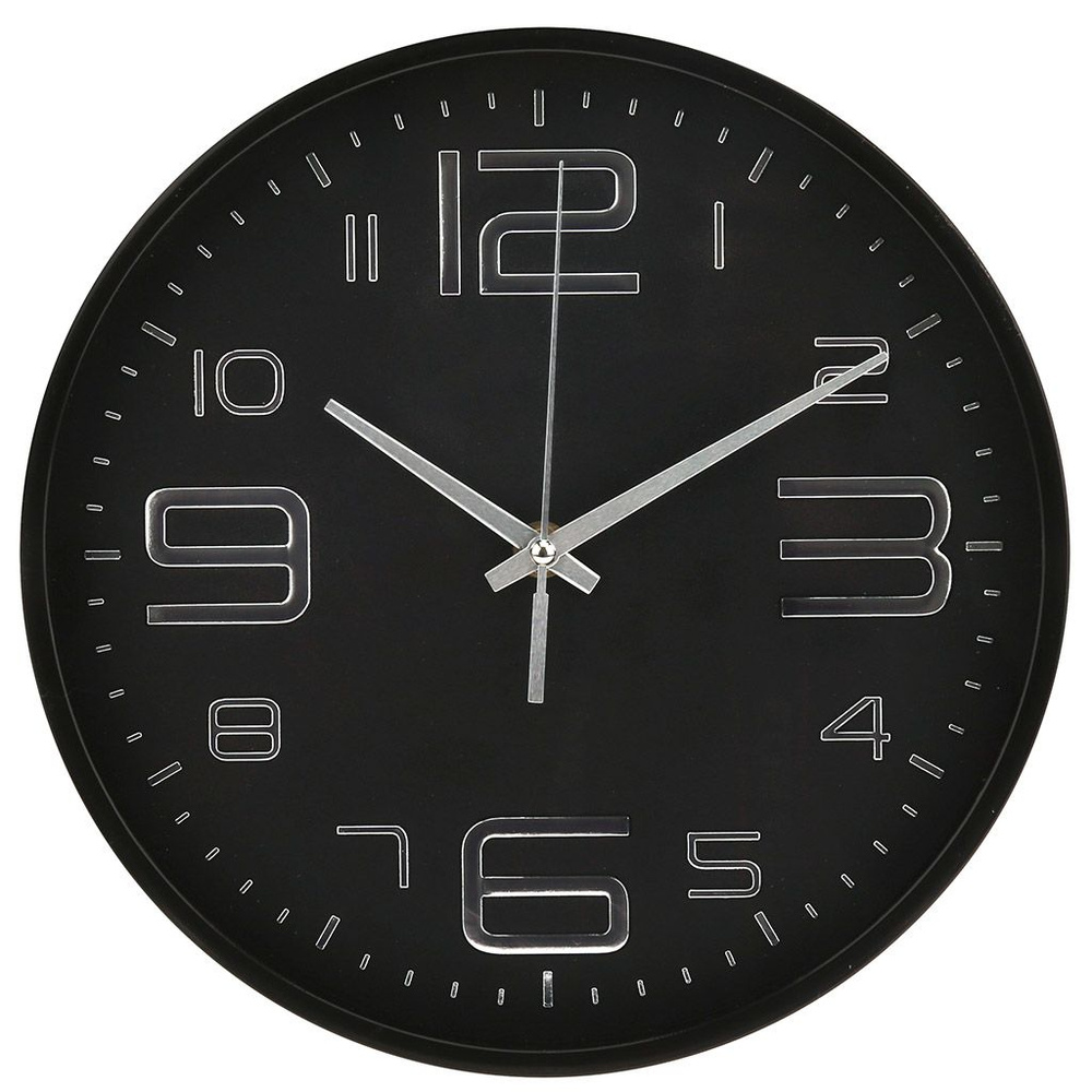 Часы настенные Бархат-2 д25х4,3см мягкий ход циферблат черный пластм. черный в коробке  #1