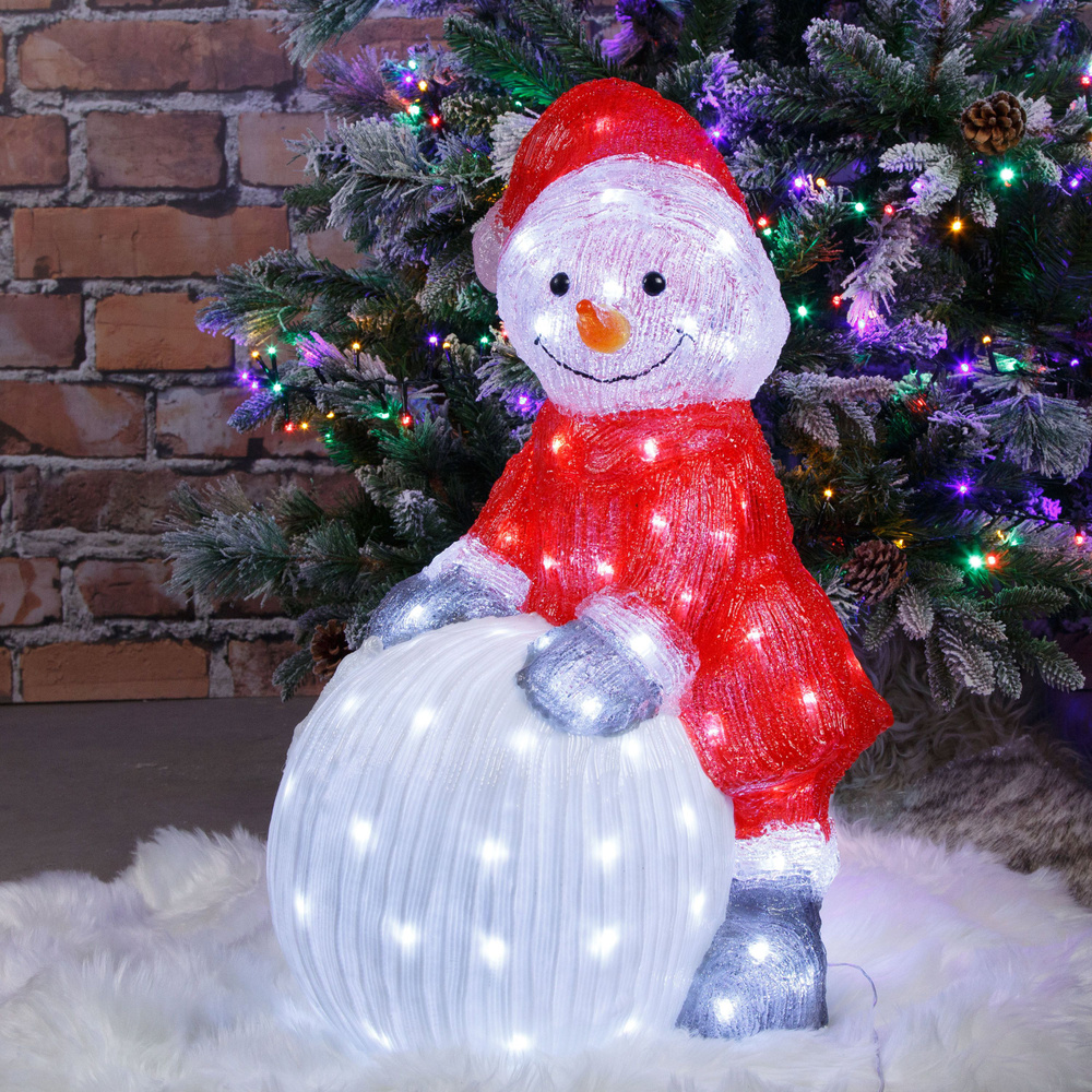 Светодиодная фигура Снеговик Антеро - Лапландские сказки 60 см, 90 LED ламп, IP44  #1