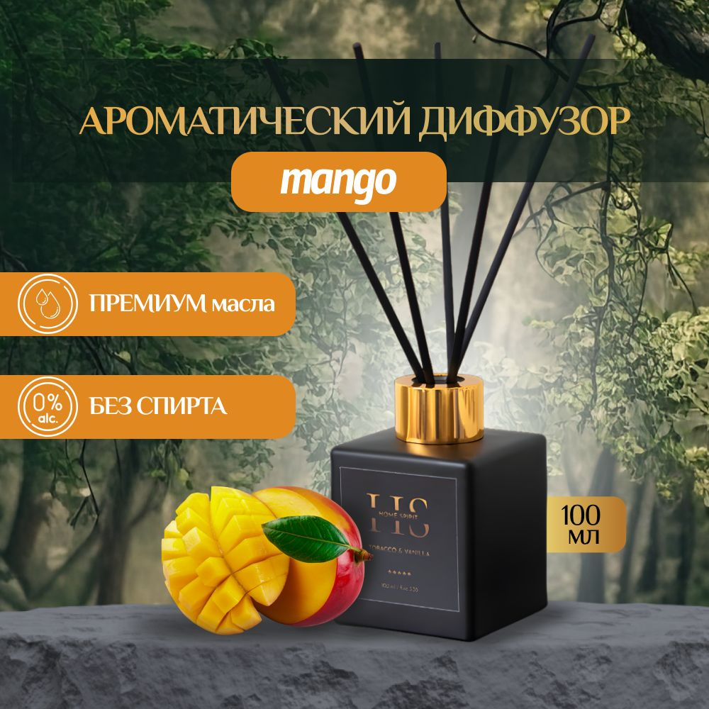 Диффузор для дома HOME SPIRIT 100 мл. Аромадиффузор с пятью палочками, аромат MANGO, манго  #1