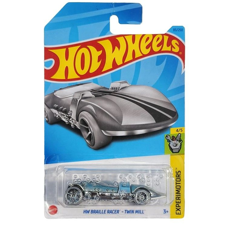 HKK74 Машинка металлическая игрушка Hot Wheels коллекционная модель HW Braille Racer Twin Mill серебристый #1