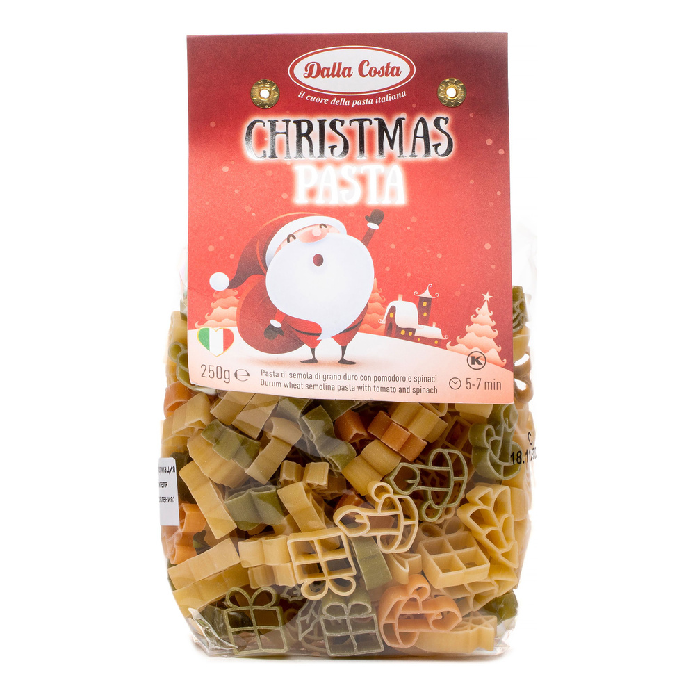 Макароны фигурные Dalla Costa, Рождество (Cristmas), со шпинатом и томатами, 250 г  #1