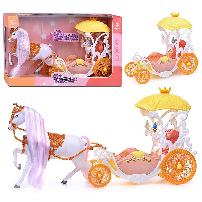 Карета 390B "Розовое настроение" с лошадкой, в коробке #1
