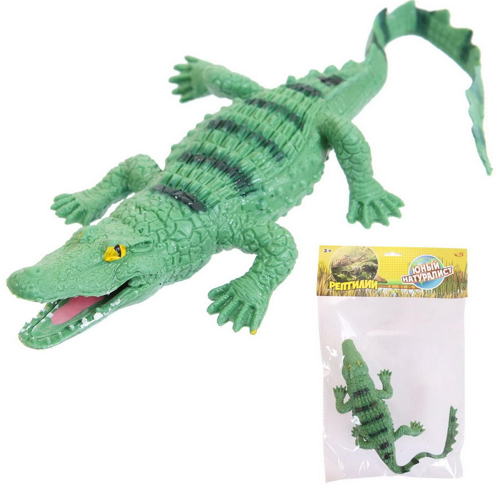 Фигурка Abtoys Юный натуралист Рептилии Крокодил (зеленый), термопластичная резина  #1