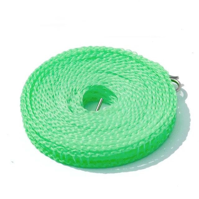 Нескользящая бельевая верёвка на плечиках, зеленая, длина 3 м, 1 шт  #1