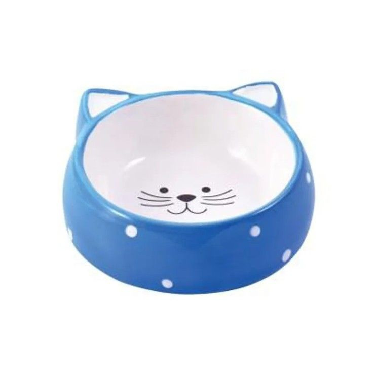 Миска Mr.Kranch керамическая для кошек Мордочка кошки 250 мл голубая HD-5331  #1