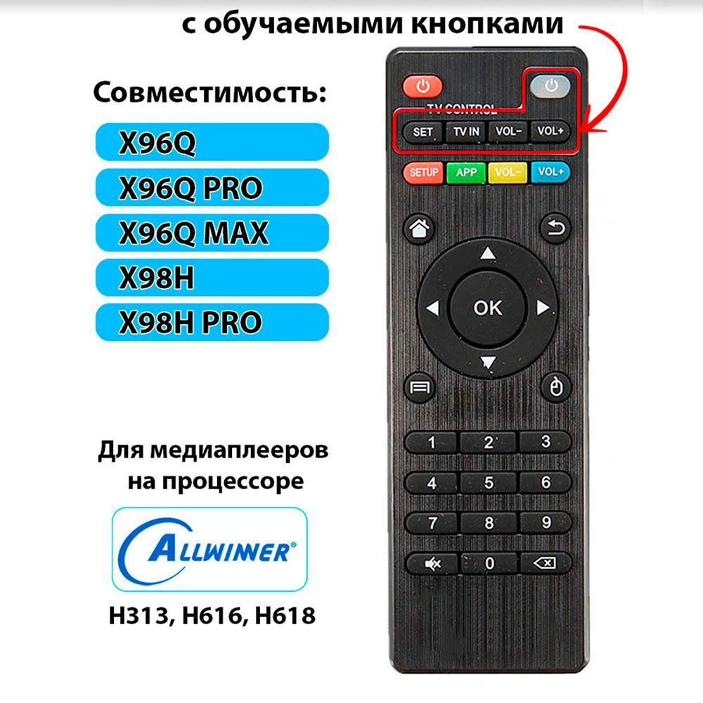 Обучаемый пульт ИК для смарт ТВ приставки X96Q (PRO, MAX, H) (на процессоре Alwinner)  #1