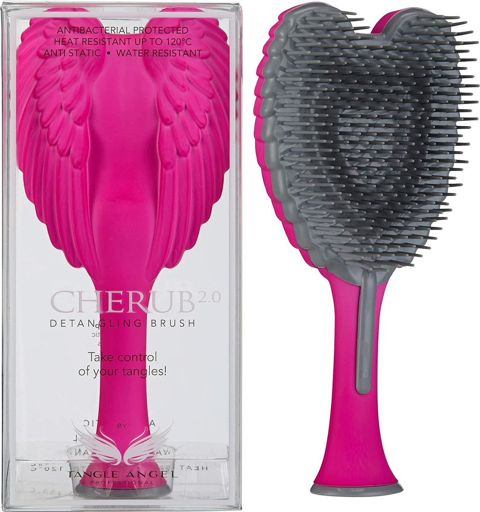 Массажная детская расческа детанглер для волос Tangle Angel Cherub 2.0 Soft Touch Electric Pink  #1