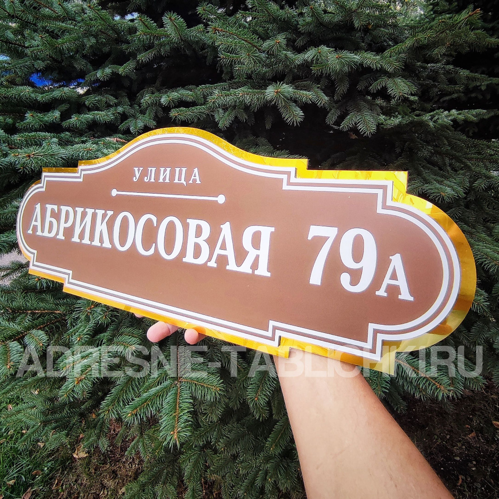 Адресная табличка на дом с названием улицы и номером дома 62см Премиум Золотая ZOL053  #1