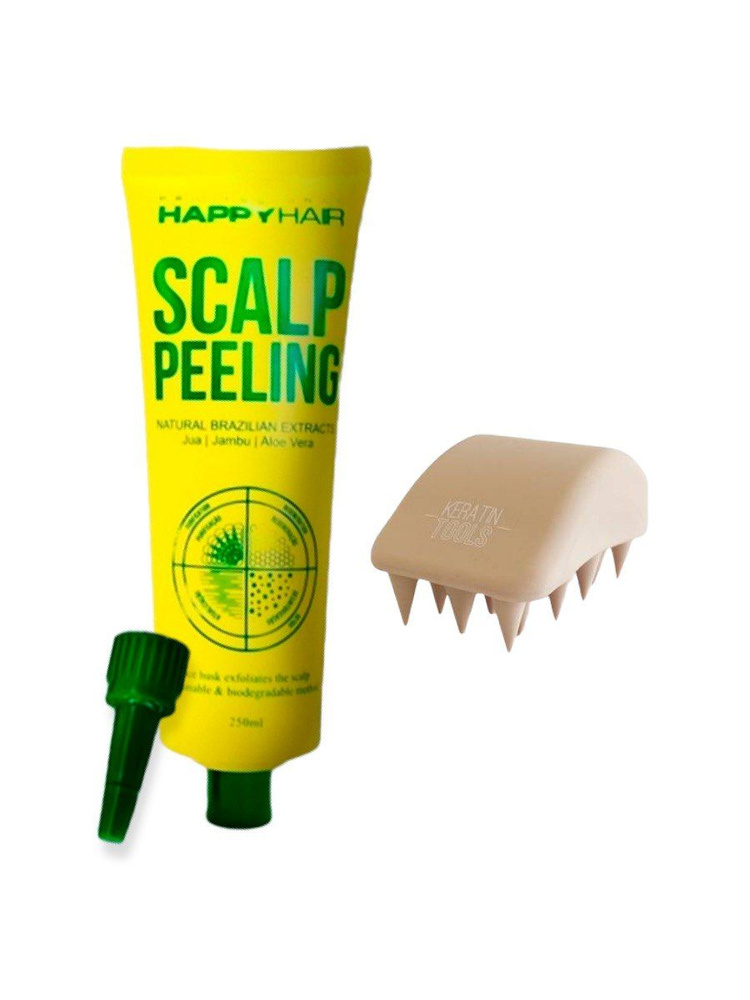 Happy Hair Peeling Scalp пилинг для очищения кожи головы + Скраббер бежевый  #1