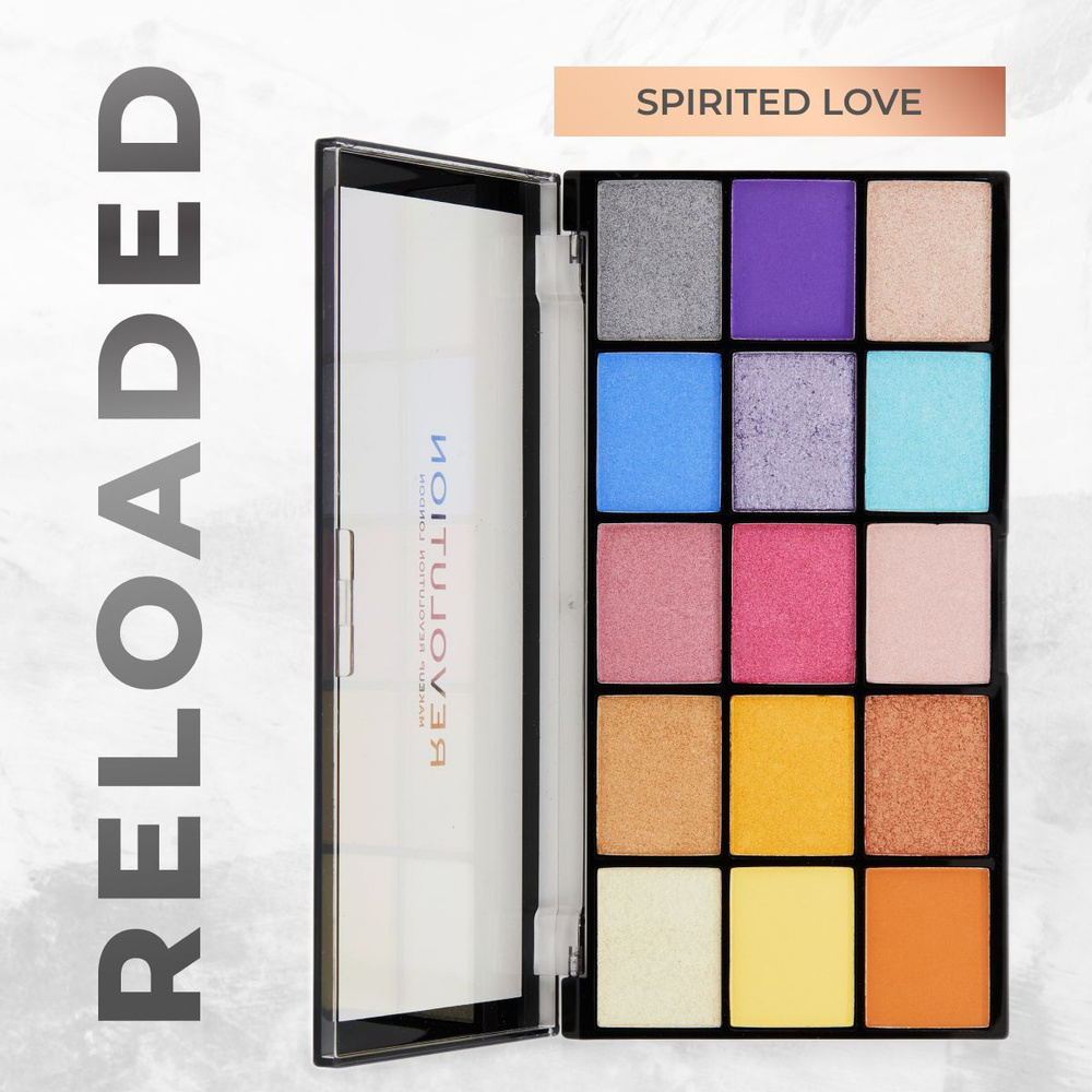 MAKEUP REVOLUTION Тени для век RELOADED PALETTE Spirited Love, палетка для глаз: яркие, матовые, блестящие, #1