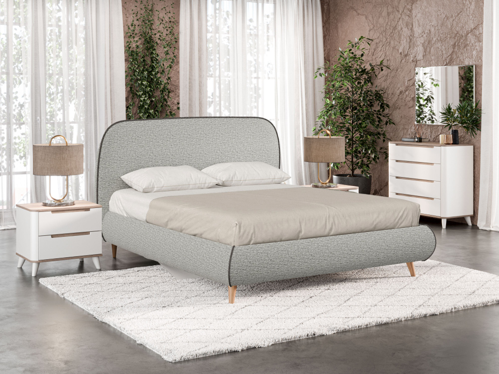 Двуспальная кровать в мягкой обивке Агата ike home, 160х200 серый/стальной исп.4  #1