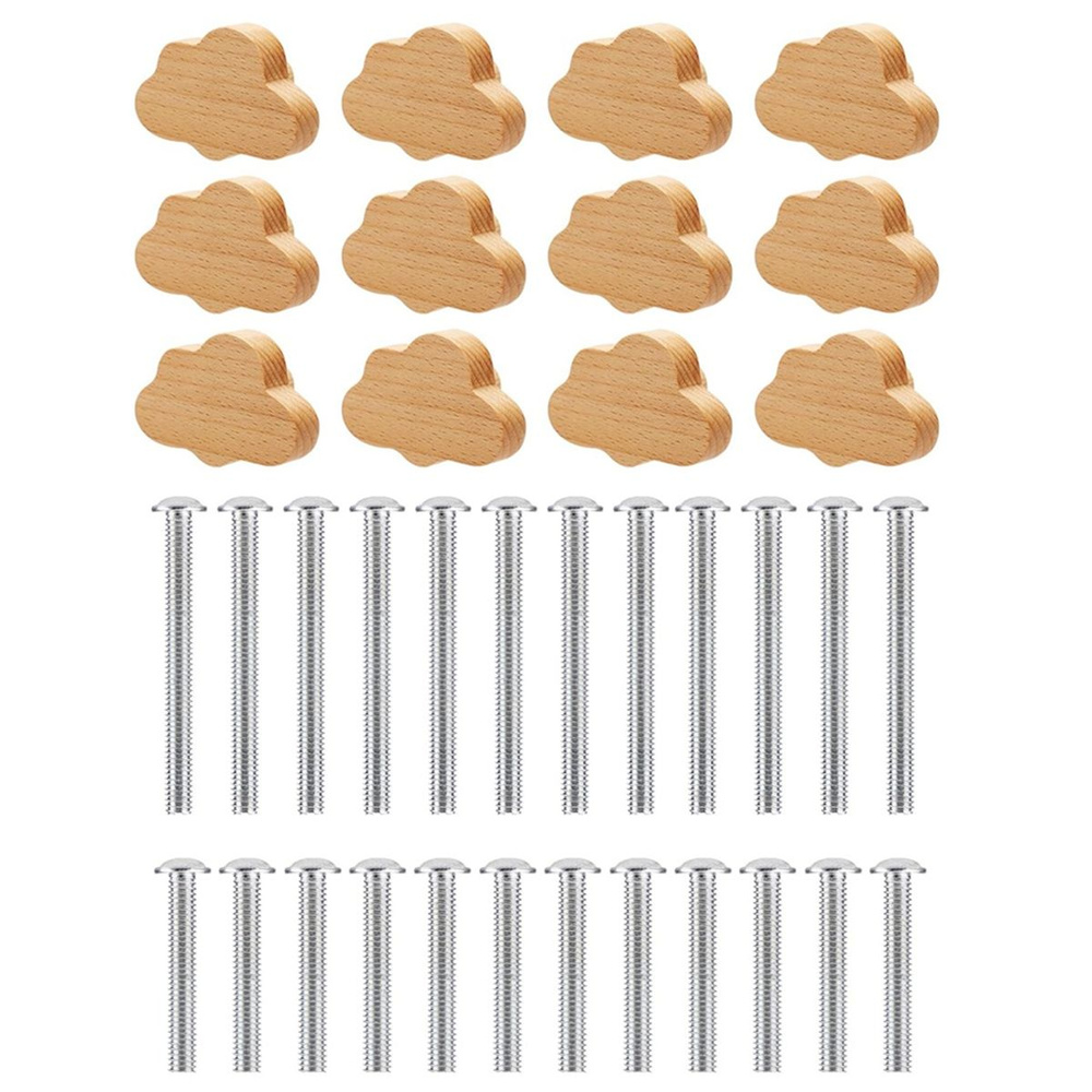 Ручки для комода в стиле бохо - 12 шт. упаковке Прочные ручки ящиков из бука Деревянные форме облака #1