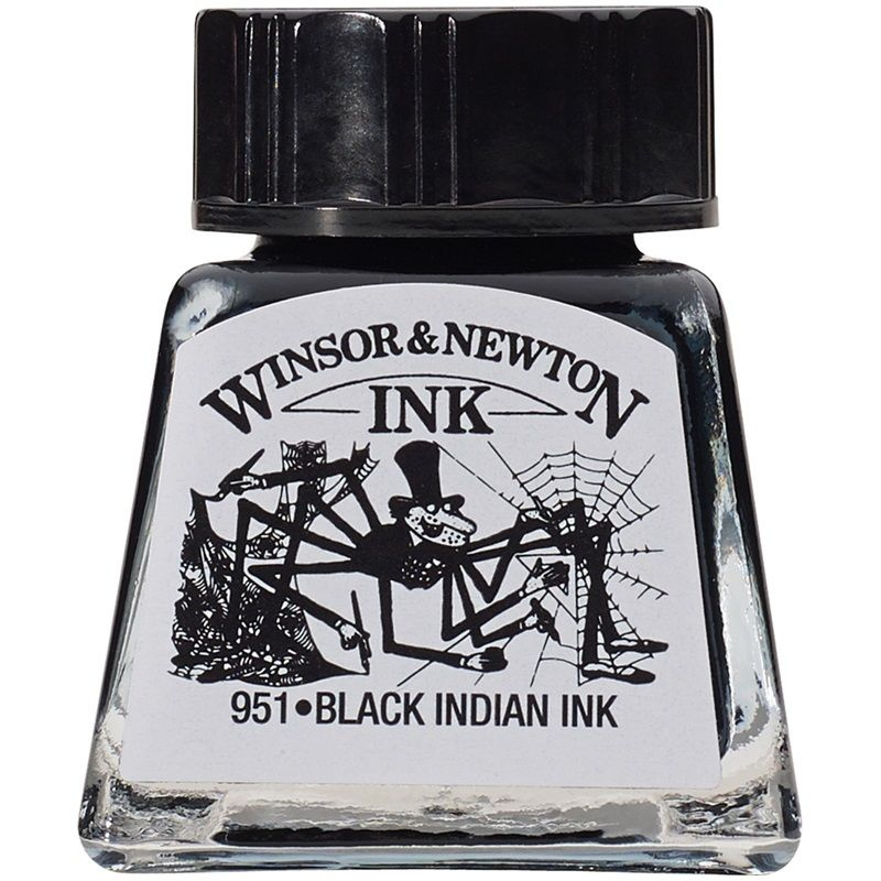 Тушь Winsor&Newton для рисования, черный, стекл. флакон 14мл (1005030)  #1