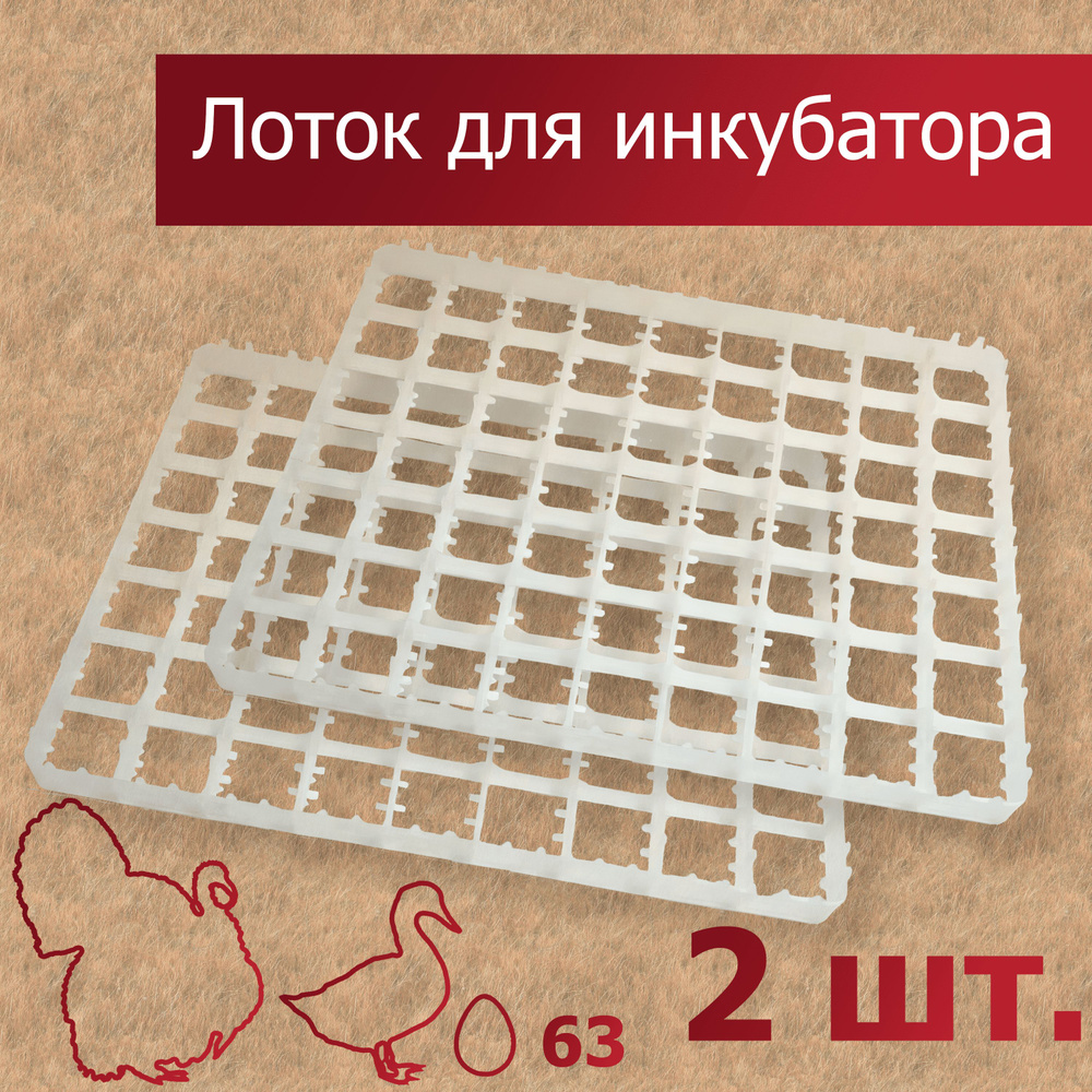 Лоток для утиных/индюшиных яиц (63 ячейки), для инкубатора, 2 шт.  #1