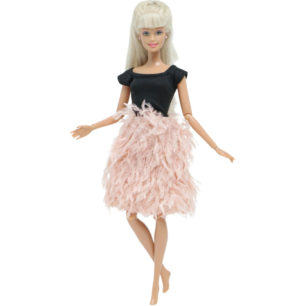 Платье для Барби вечернее розовое с черным #1