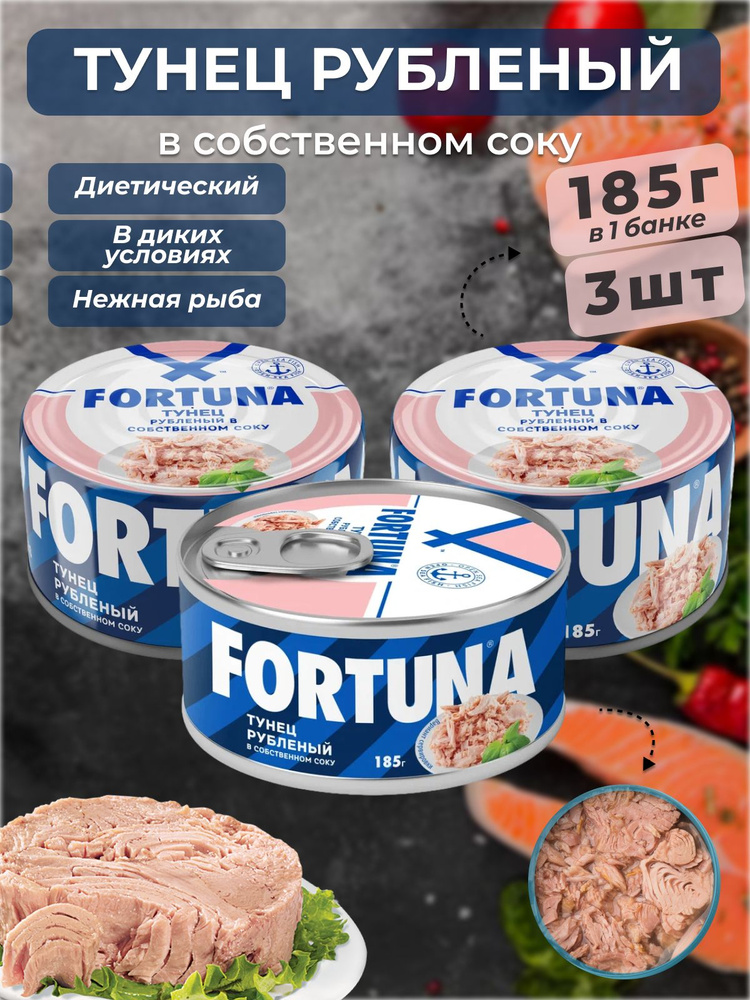 Тунец в собственном соку рубленый 3шт по 185 г - купить с доставкой по ...