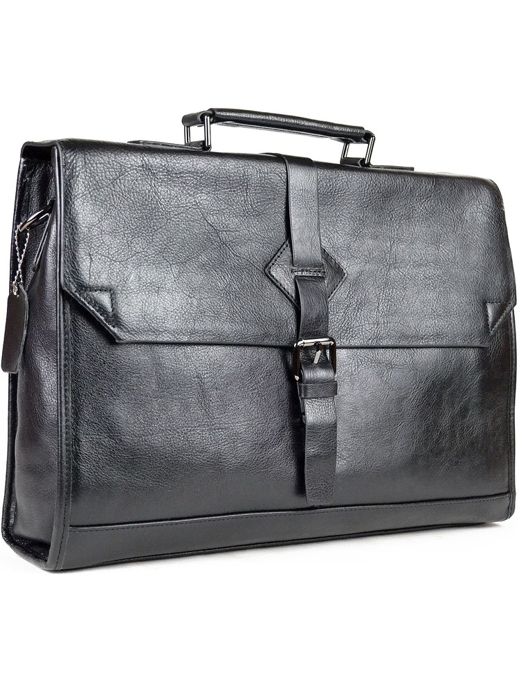 Мужская сумка портфель из натуральной кожи черный 37x28x8 см  #1