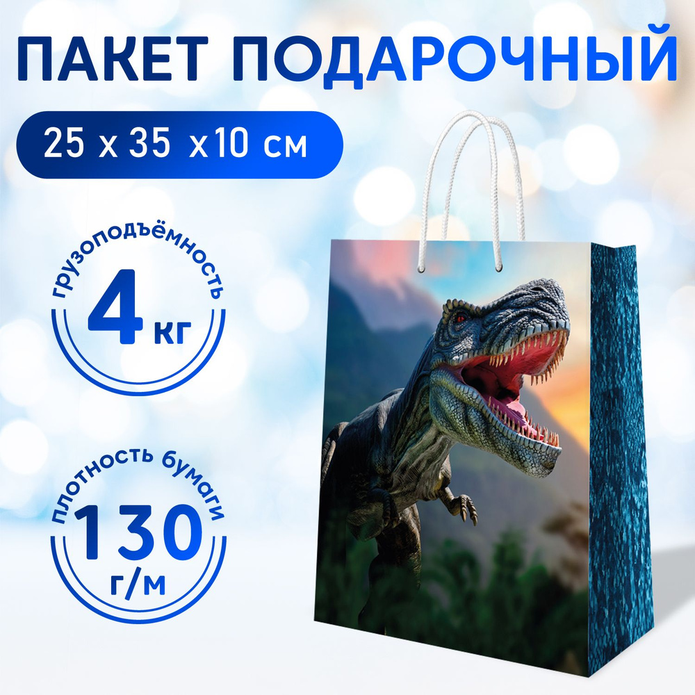 Пакет подарочный ND Play / Динозавр на закате, 250*350*100 мм, бумажный, 310213  #1