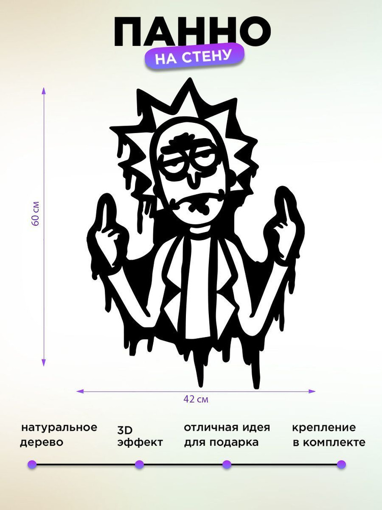 Панно на стену для интерьера рик и морти #1