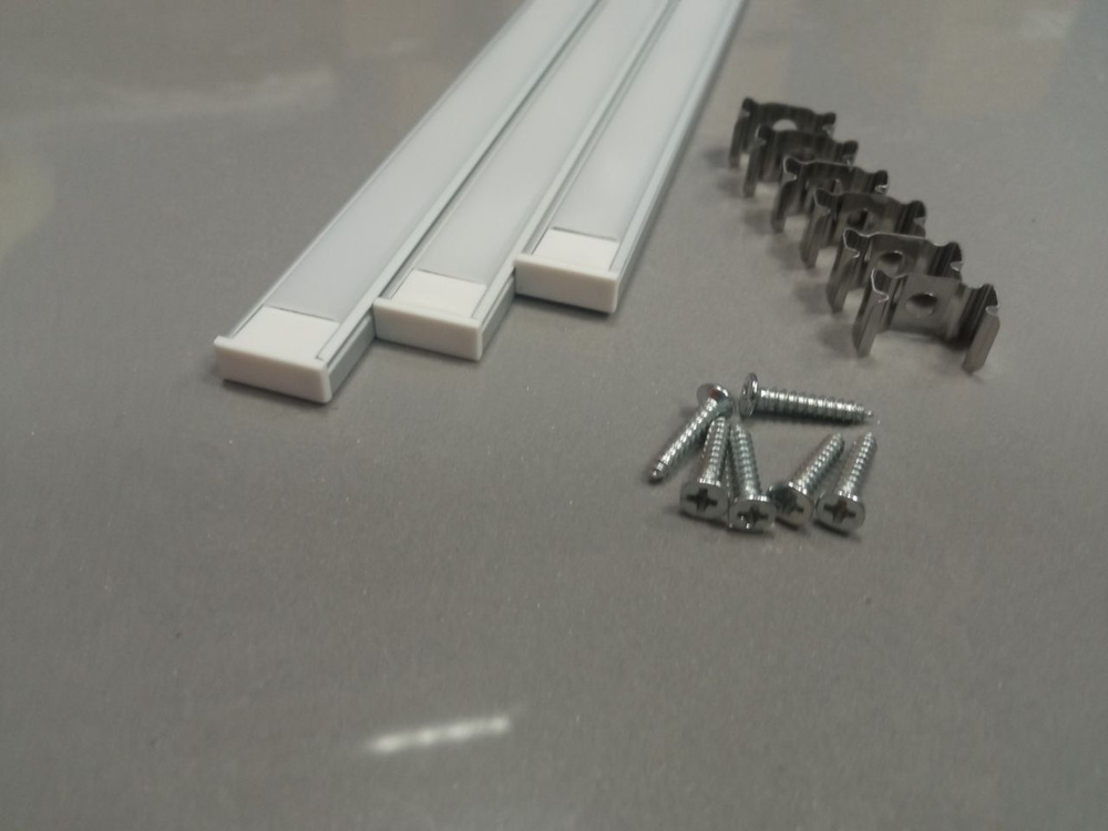 Профиль для светодиодной ленты накладной алюминиевый, 1000х15,2х6мм, количество 3шт  #1