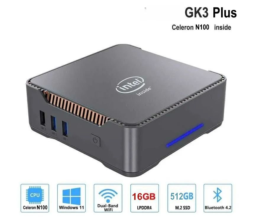 SZBOX Мини-ПК GK3V (Intel Processor N100, RAM 16 ГБ, SSD 512 ГБ, Intel UHD Graphics, Windows), серый #1