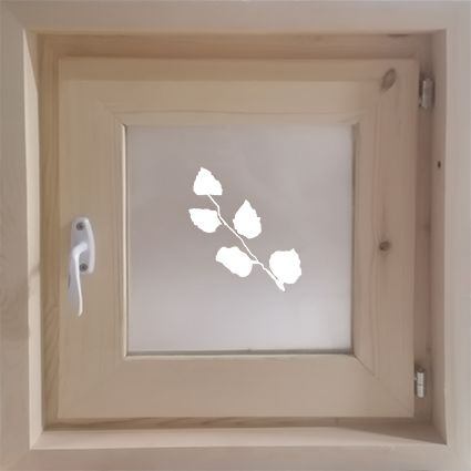 Окно для бани из массива 50*60см, матовое с рисунком #1