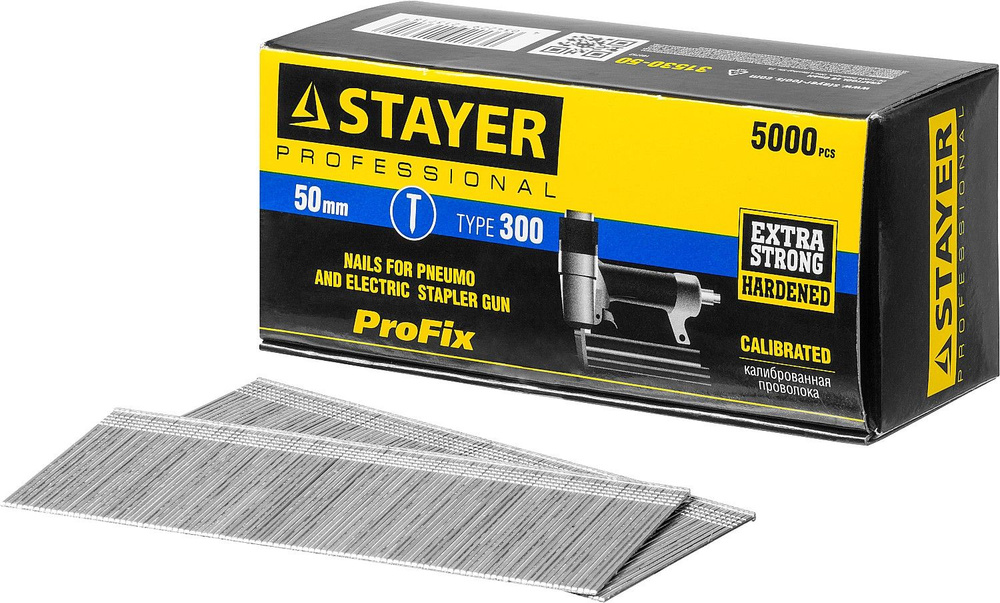 Гвозди для нейлера, особотвердые STAYER PROFESSIONAL, тип 18GA (47 / 300 / F) 50 мм, 5000 шт.  #1