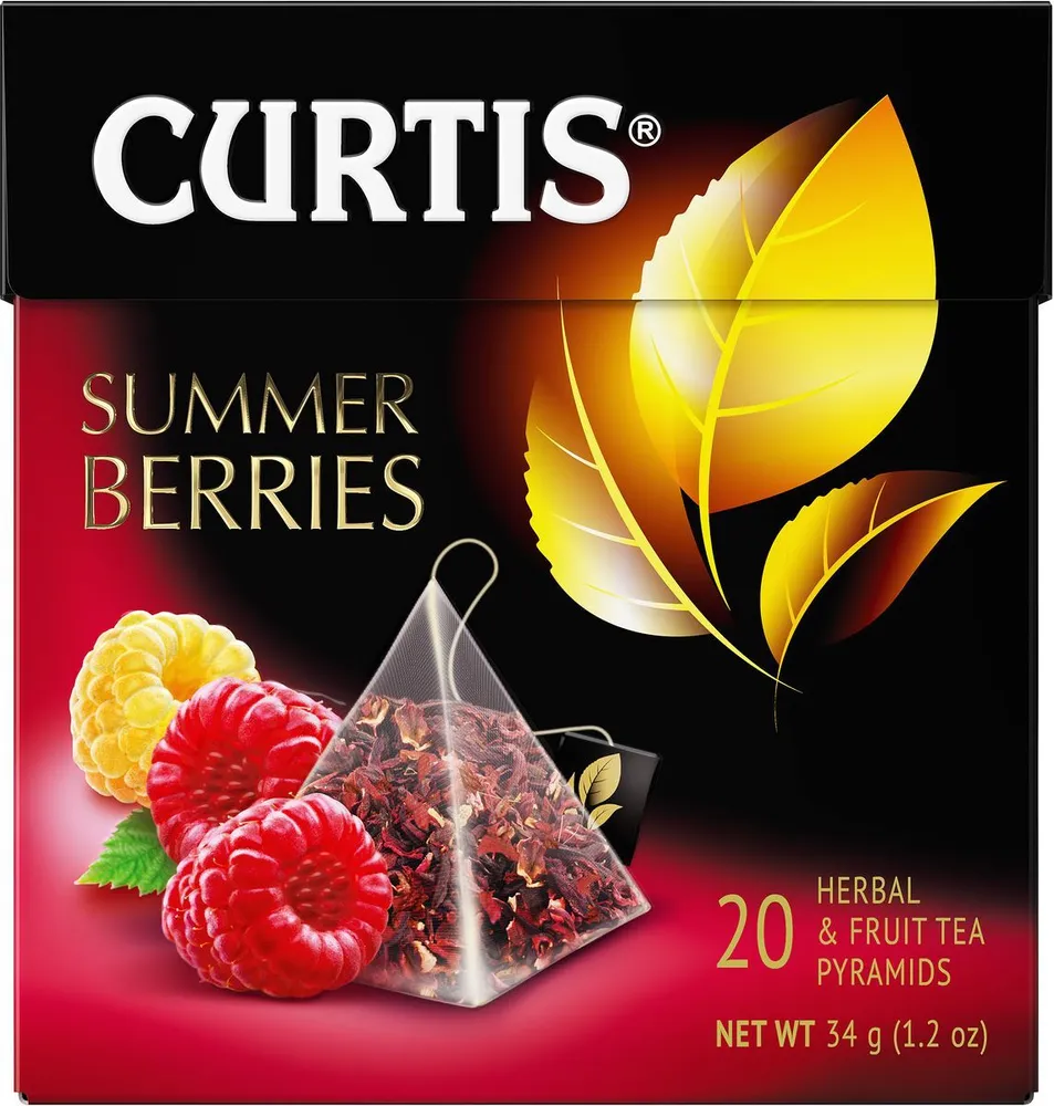 Чай в пирамидках фруктовый Curtis Summer Berries, средний лист, 20 шт