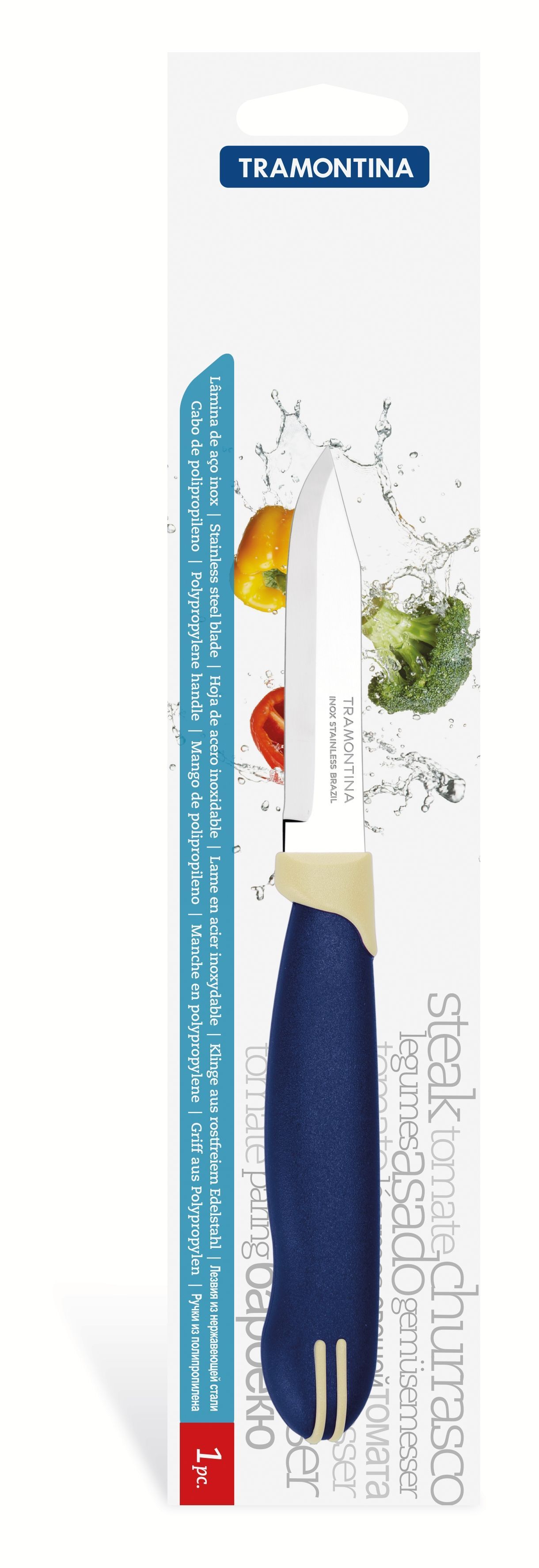 НождляочисткиовощейTramontinaMulticolor,цветсиний,длиналезвия7,5см.