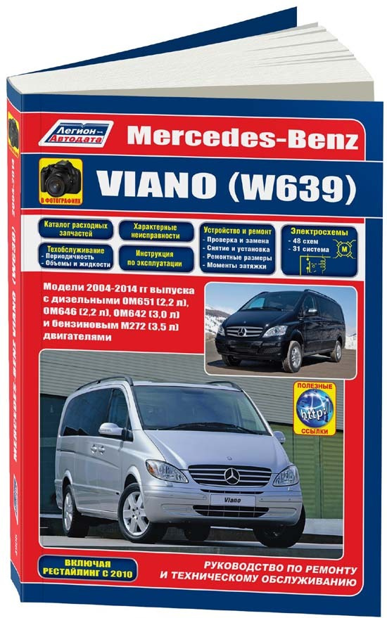 Mercedes-Benz Viano W639 2004-14 дизель OM651 2.2, OM646 2.2, OM642 3.0, бензиновый двигатель M272 3.5. #1