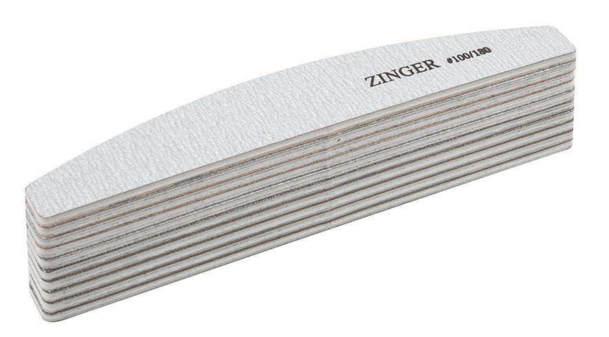 Zinger/ Пилка полуовал UT-402С ( #100-180), THERMO, цвет серый,10 шт./ Для маникюра/ Для педикюра/ Пилочка #1