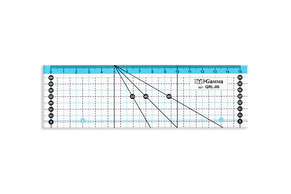Линейка для пэчворка "Gamma" QRL-06 15 см х 5 см в пакете с еврослотом пластик  #1